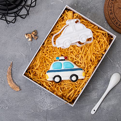 Mostop Police Car Cookie Cutters With Stamper, 3D Transportation Vehicle Cookie Mold For Candy Chocolate Biscuit Pastry Cheese Baking Molds #TOP3