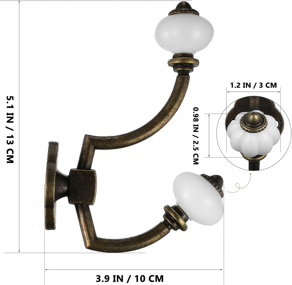 NUOBESTY 2Pcs Vintage Alloy Clothes Hooks Gold Metal Wall Mounted Hat and Coat Hangers for Home Bathroom Kitchen Zinc Alloy with Screws Included 5.11X3.93X1.57In image 2