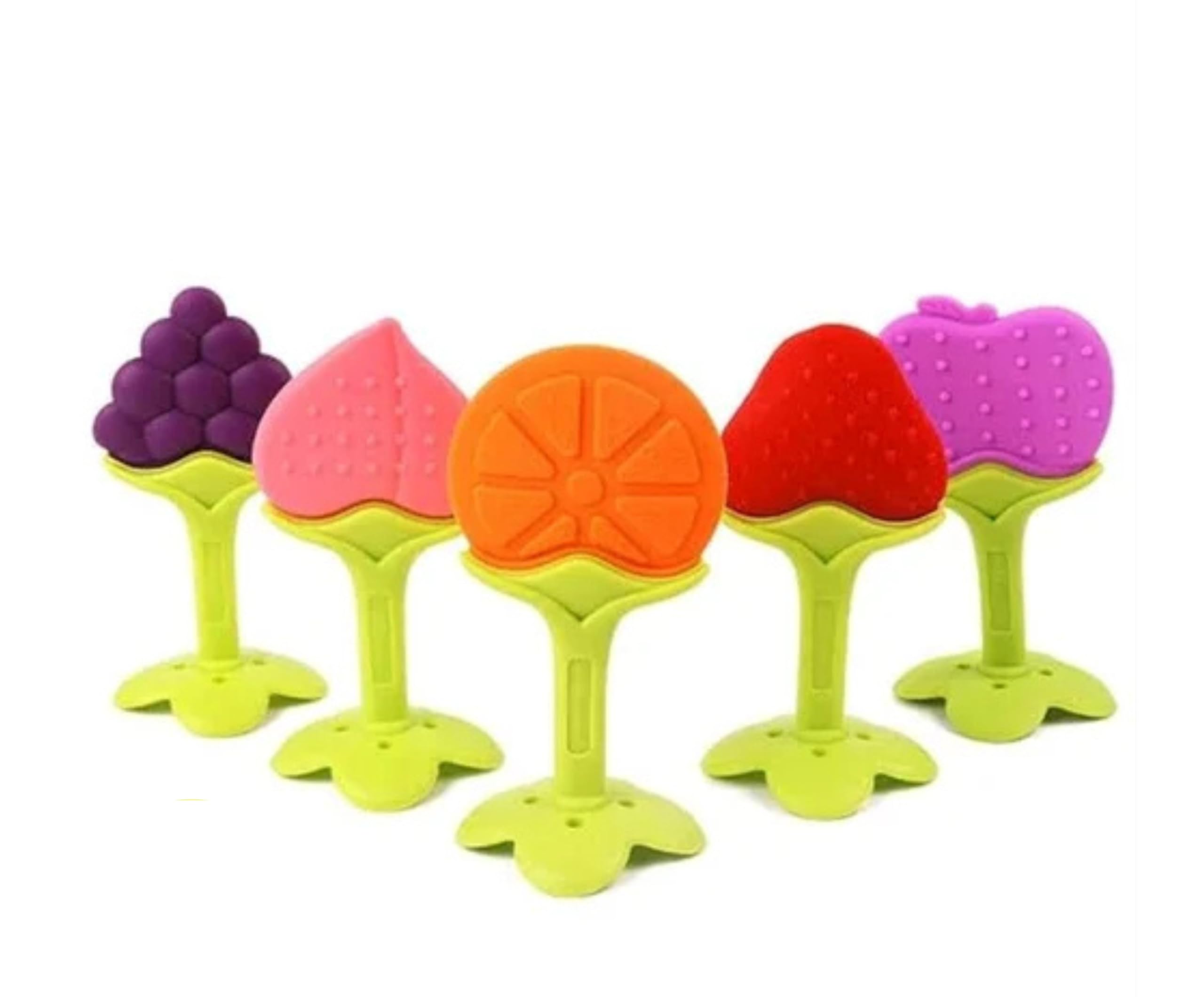 BUNNIES Silicone BPA Free Organic Baby Teether | Natural Fruit Shape Chew Toy for Newborn, Infant & Toddlers | Multicolor Soft Teething Toy | Non-Toxic, Food Grade, Safe for 0-12 Months Baby Boys & Girls (5 PC Teether)-picture-25