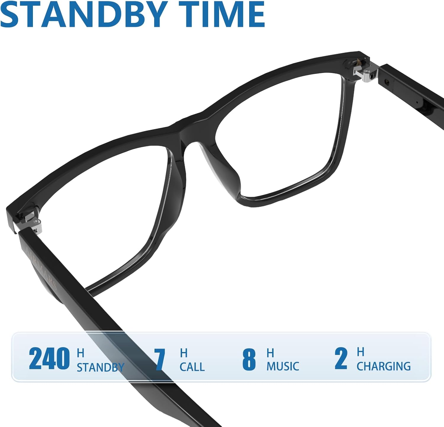 Smart glasses with battery life indicators
