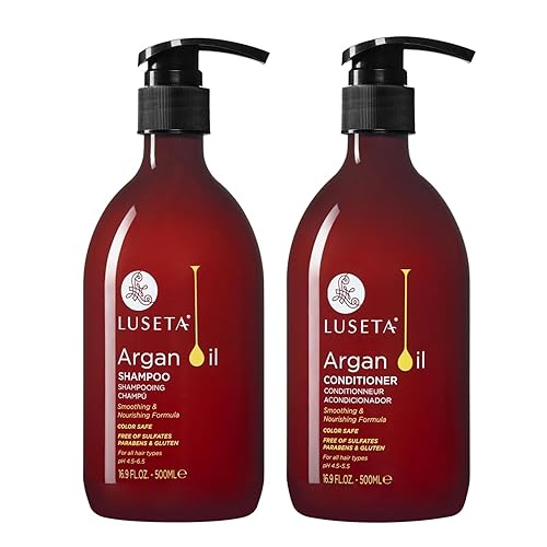 Luseta - Juego de champú y acondicionador sin sulfato de aceite de argán de 2 x 16.9 onzas líquidas para la pérdida de cabello, lo mejor para