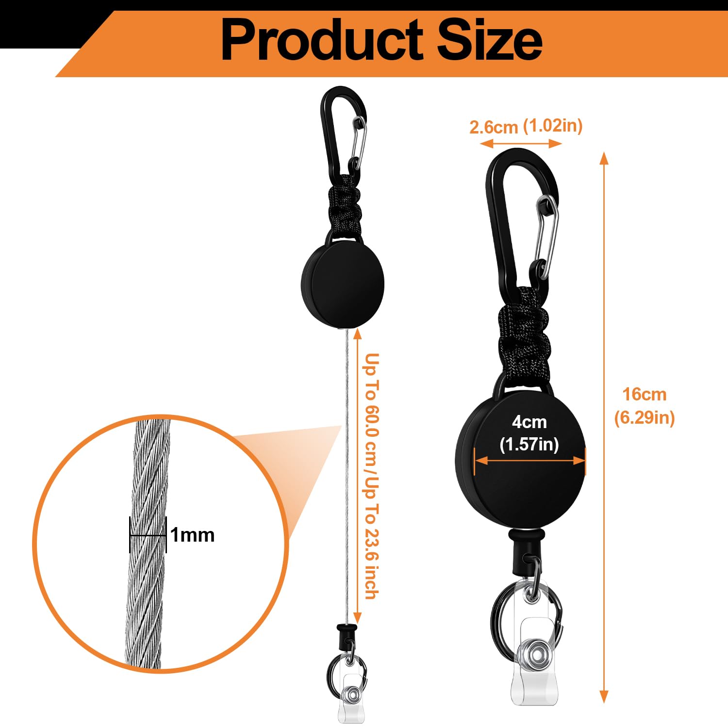 Portabadge Retrattile Con Moschettone - Per Carte, Chiavi, Documenti - Foto 3