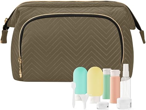 Ash Brown Makeup Bag Travel Toiletry Bag Cute Cosmetic Bag Pouch Make Up Bags Small Makeup Box Case Skincare Bag Organizer for Women Men Purse Adults Trip Sports Toiletries