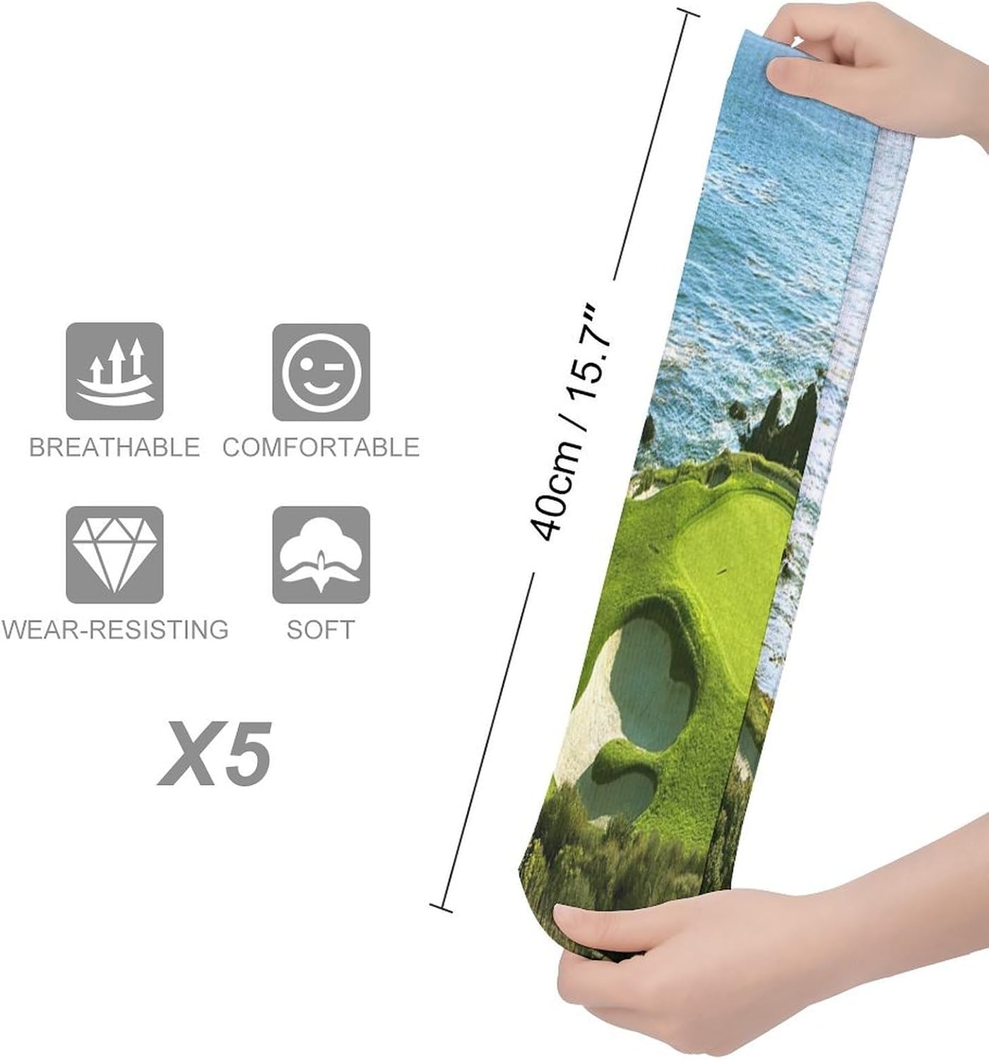 Beach Golf Course Socks 5 Pairs Soft High Boot Socks for Women Breathable Casual Calf Sock Winter Long Crew Sock