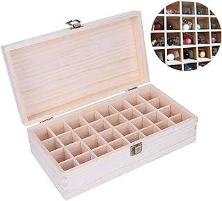 32 Grids Wooden Essential Oil Storage Container, Pine Wood Essential Oil Storage Box, Nail Gel Display Box Wooden Cosmetics Nail Polish Makeup Case