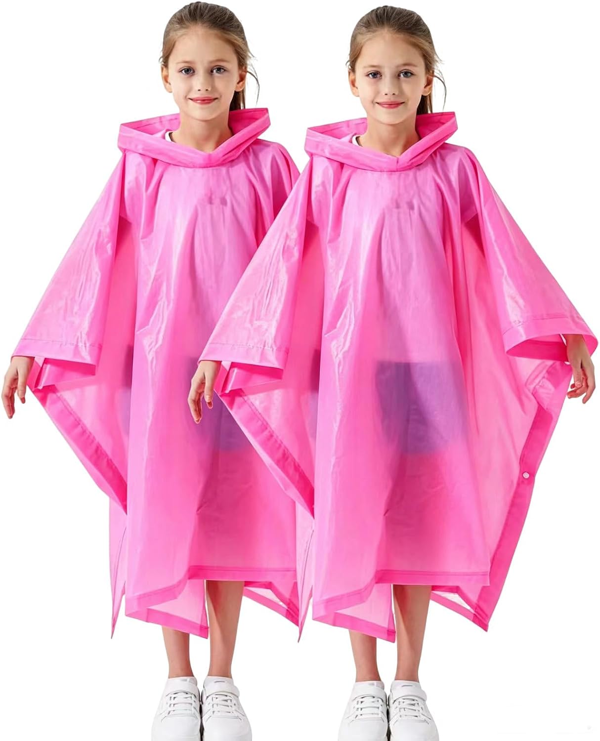 2 Pack Raincoats for Kids, Kids Rain Jacket Reusable Rain Ponchos for Boys and Girls