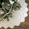 LimBridge Knitted Christmas Tree Skirt 48 Inches Cream White Tree Skirt Diamond Polygon Star Cable Knit Thick Rustic Christmas Tree Decorations Christmas Decor Xmas Holiday Home Party Decorations