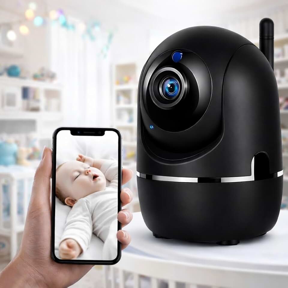 Câmera Babá Eletrônica Wi-Fi com Áudio Bidirecional, Visão Noturna Infravermelha, Detecção de Movimento, Monitoramento em Tempo Real pelo Celular e Sistema Bivolt Automático.