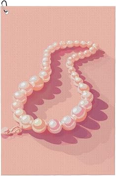 Pearl Necklace Premium Golf Towel,Pink Preppy Trendy Girl Prints Towel Golf Carts Or Clubs Accessories Golfers Gifts for Men