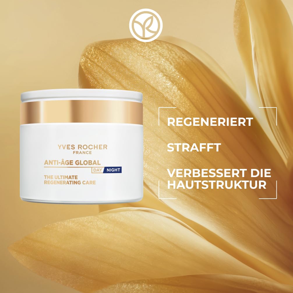 Yves Rocher Anti-Age Global Set – Grand Soin 75ml + Supra Essence Serum 30ml – Mit Gold-Achillea – Anti-Aging Gesichtspflege – Strafft, regeneriert und spendet Feuchtigkeit