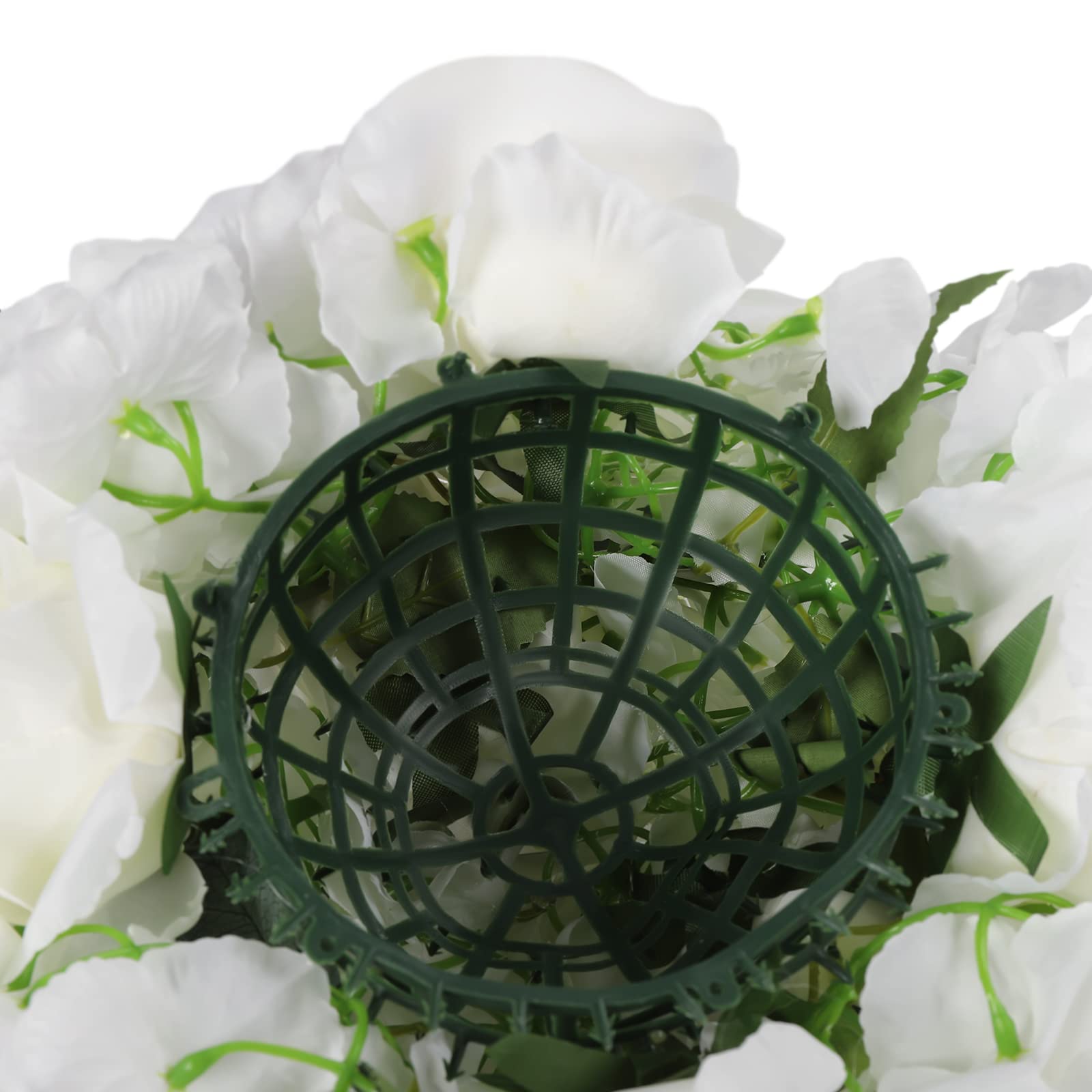 Bola de flores artificiales, 10 unidades, bolas de flores para centros de mesa, flores artificiales, rosas blancas y verdes y hortensias, arreglo de bolas de flores para decoración de bodas, bolas de