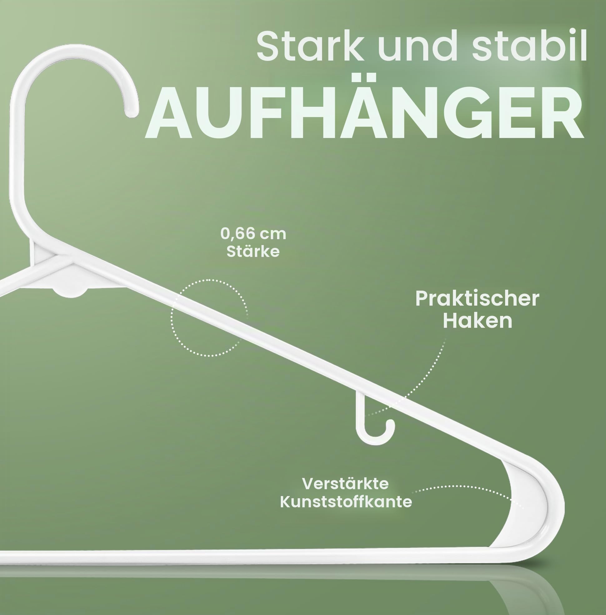 Utopia Home Kunststoff-Kleiderbügel, 20 Stück, Kleiderbügel mit Haken, langlebig und platzsparend, robust, weiß, Rock-Kleiderbügel