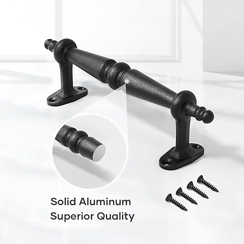 Miniatura 4 de EaseLife Manija de puerta de granero de 9 pulgadas, agarre de hierro fundido negro rústico, manijas de puerta, fácil instalación, paquete de 2