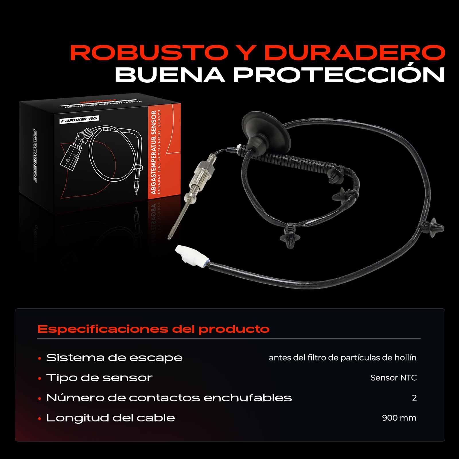 Frankberg Sensor de temperatura de gases de escape 2 Polos Compatible con Tucson JM Santa Fé I SM i30 FD Trajet FO Sonata V NF Replace# 3922127280
