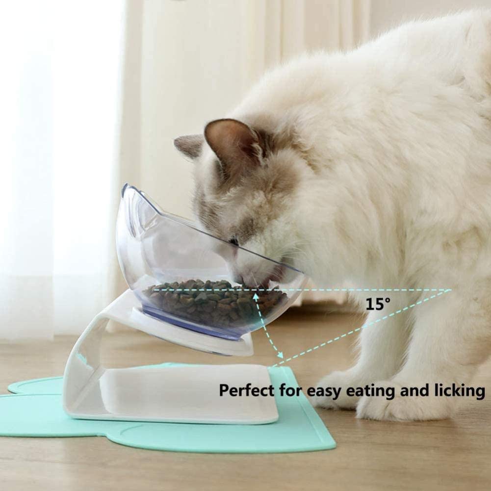 Double gamelle antidérapante pour chat, double gamelle pour chat avec support surélevé, nourriture et eau pour animaux domestiques, multicolore 1/2/3/4 pièces (bol transparent uniquement, 4 pièces)