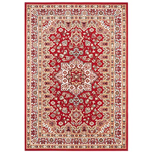 Nouristan Mirkan Orient Alfombra de Salón Oriental Pelo Corto Vintage Oriental Alfombra para Comedor Salón Dormitorio – Rojo, 160 x 230 cm