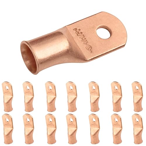 Miniatura 503 de SELTERM - 2 terminales de anillo resistentes para cable de batería, calibre 4 AWG, pernos de 3/8 pulgadas, terminales de calibre 4, ojales de cobre