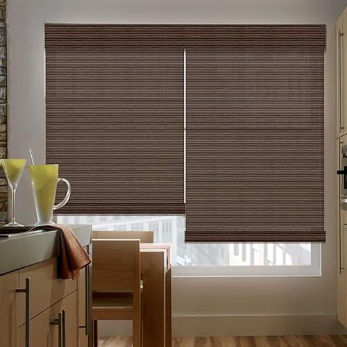 Miniatura 3 de LETAU Persianas enrollables de madera sin cordón para ventana, cortinas de bambú con filtro de luz para interiores, hogar, oficina, cocina, patrón 10