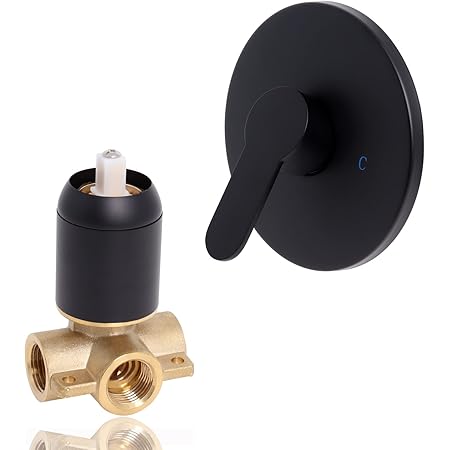 SKOWLL Single Outlet Concealed Shower Valve Wall Mount Square Shower Controls Mixer Tap Valve Brass Matte Black