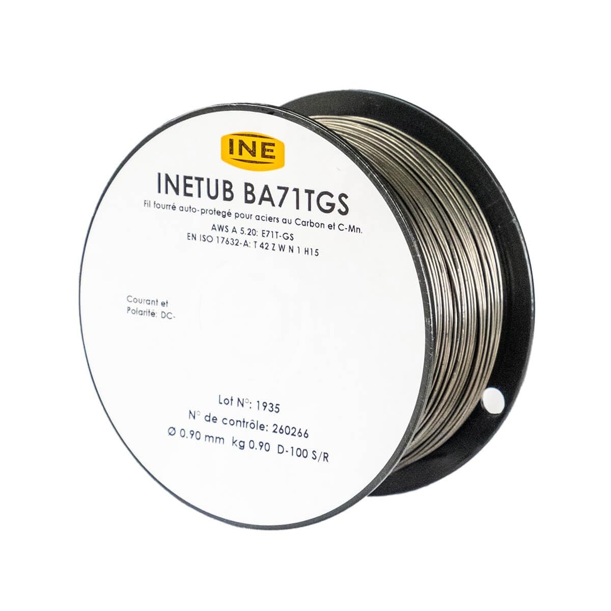 INE - Bobine de Fil Fourré 0,​9mm 900g - Soudage Acier sans Gaz - Idéal Travaux Extérieurs et tôles minces carbone-​manganèse - Compatible tous postes MIG sans gaz
