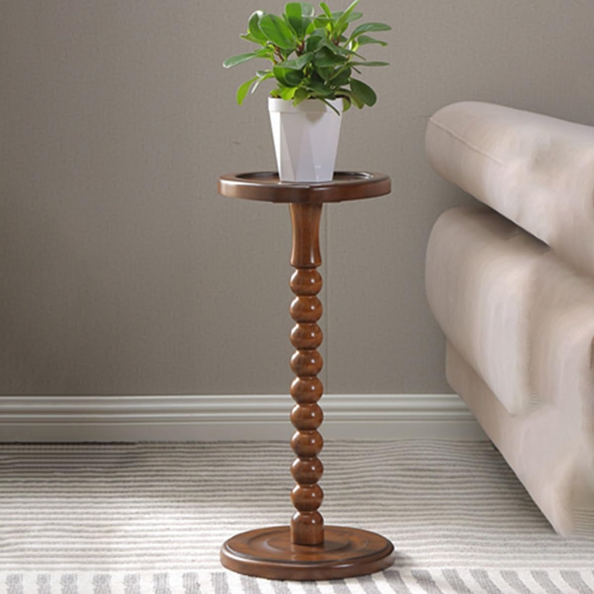 GIZNXBA Farmhouse Wood Drink Table Bar Table, Rustic Pedestal End Table with Base, Round Martini Table, Decorative Pedestal Table for Small Space Living Room, Bedroom (Color : /Brown A)