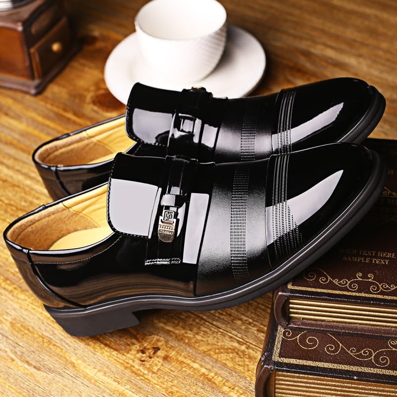 Men's Platform Slip-On Fashion Round Toe Casual Dress Shoes Comfortable Non-Slip Low Top Business Work Shoes2