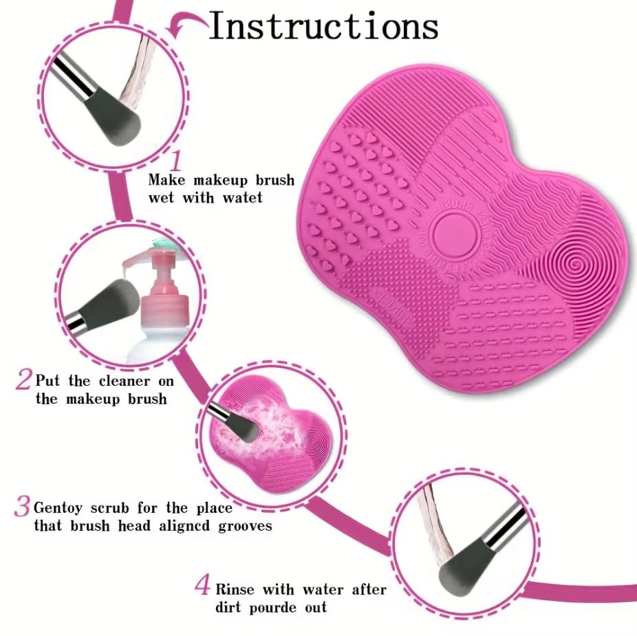 Silicone Apple-Shaped Makeup Brush Cleaner Pad With Suction Cup For Effective Cosmetic Tool Cleaning - 1 Pack