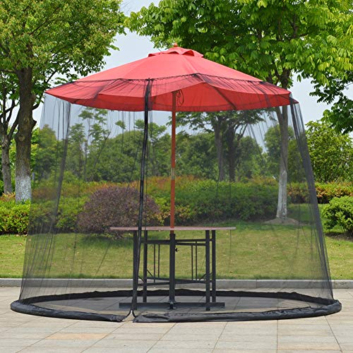Yangxue Paragüero de patio mosquitero con cremallera de apertura de mesa, parasol mosquitero, cubierta de mosquitera, apto para jardín al aire libre Cover