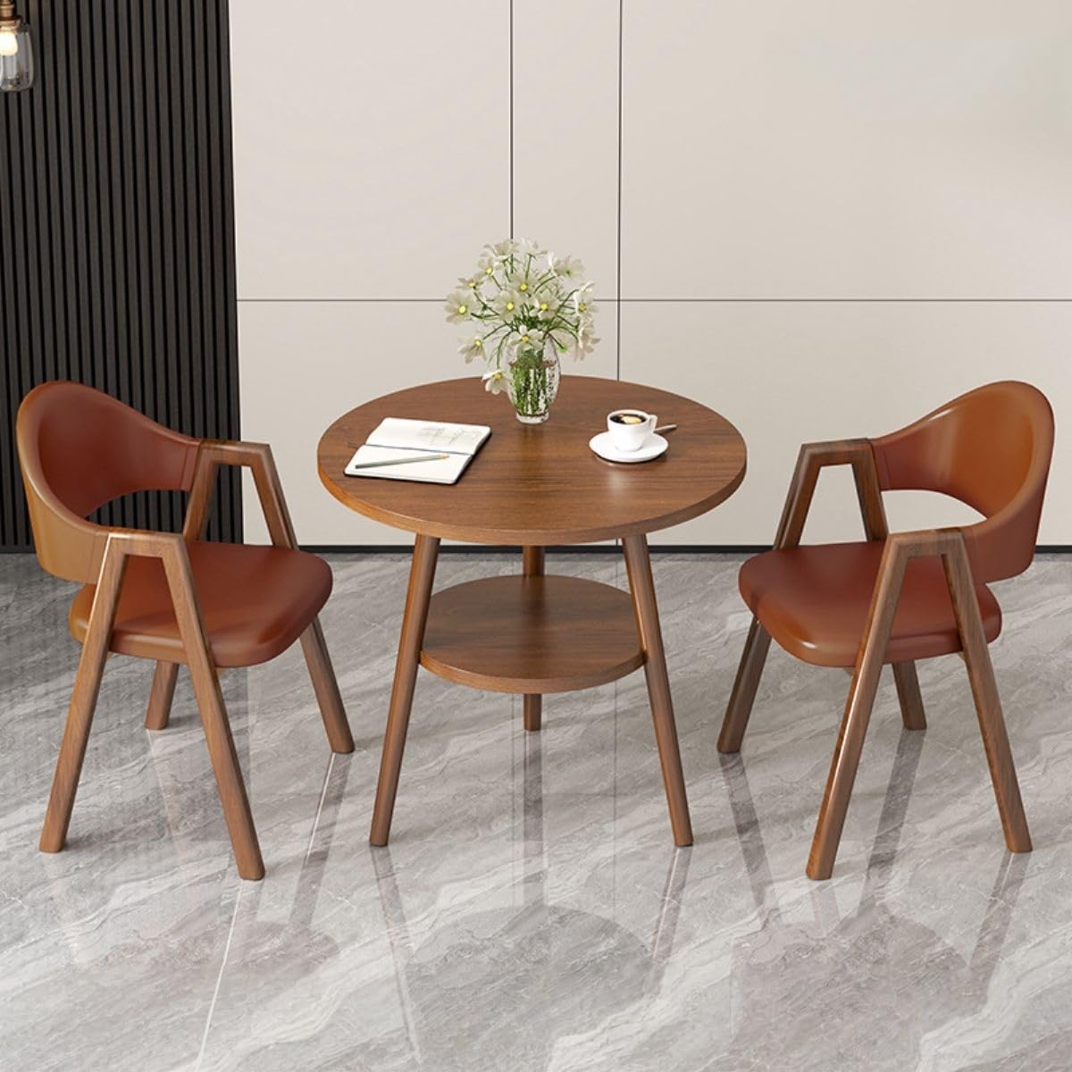 Office Reception Desk and Chair Set, Small Dining Table with Chairs, Business Coffee Leisure Table and Chair Set for Lounge, Living Room, Kitchen, Cafe, Small Spaces