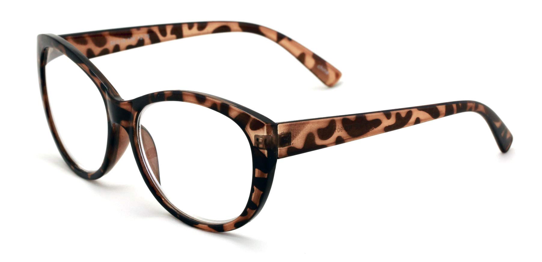 Oversize Women Reading glasses - Magnified Readers Cateye Vintage Jackie Oval - Clear lens (Brown Leopard, 2.50)