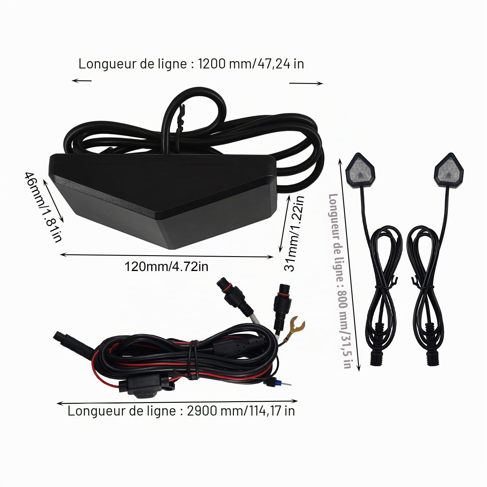 Teksome Système de des Angles Morts, système de détection des Angles Morts | Avertissement d'angles Morts de Moto LED 65,62 Pieds - Alerte visuelle du conducteur, kit de détection de Radar pour Moto
