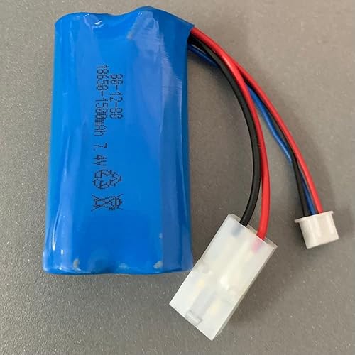 Miniatura 3 de 7.4V 1500mAh 18650 Lipo Battery Piezas de repuesto Aplicar en barco de velocidad de buque de guerra de control remoto Universal (1)