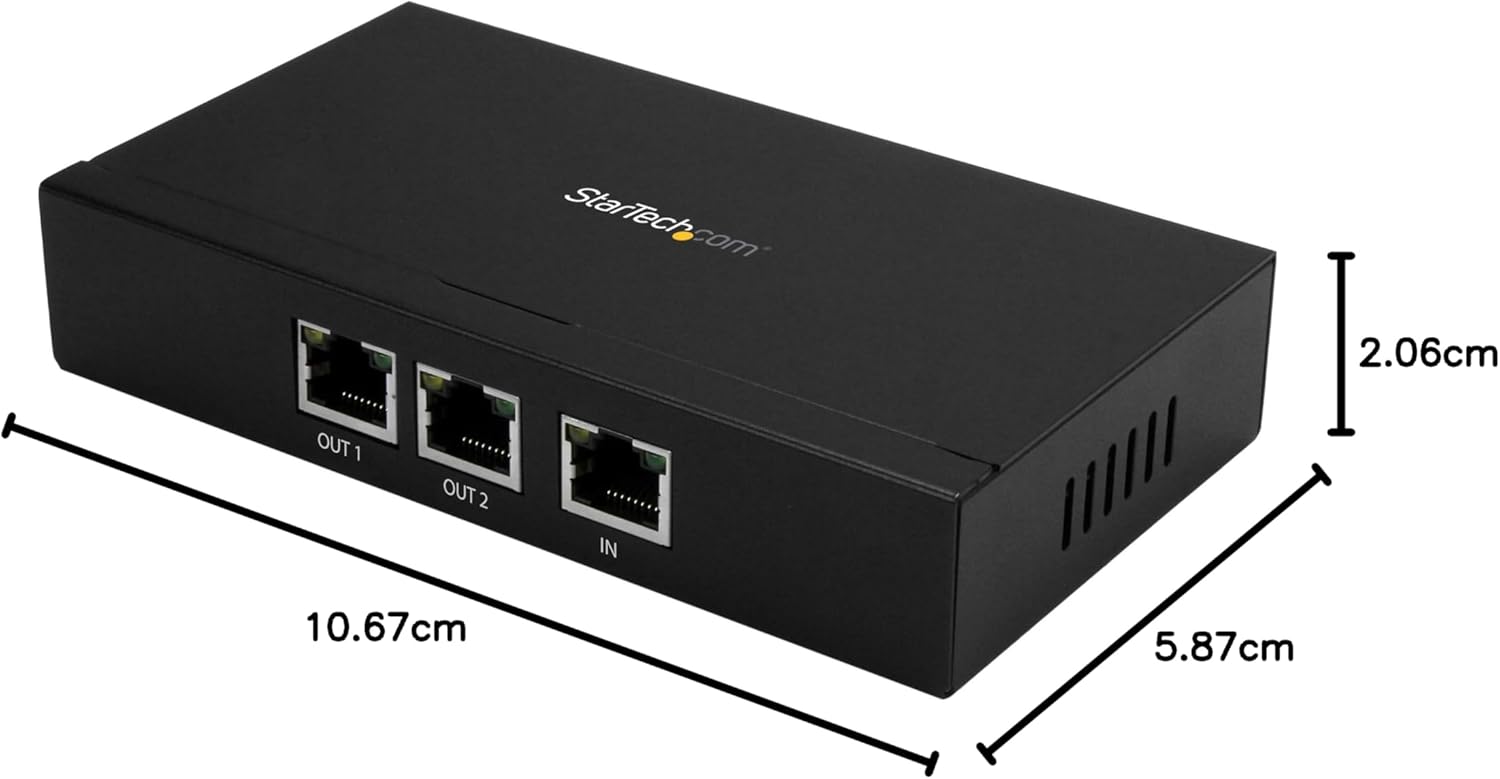 StarTech.com 1 Port Gigabit PoE+ Extender 802.3at & 802.3af - 100m (330ft) - Power over Ethernet Extender - PoE Repeater Network Extender , TAA (POEEXT1GAT)
