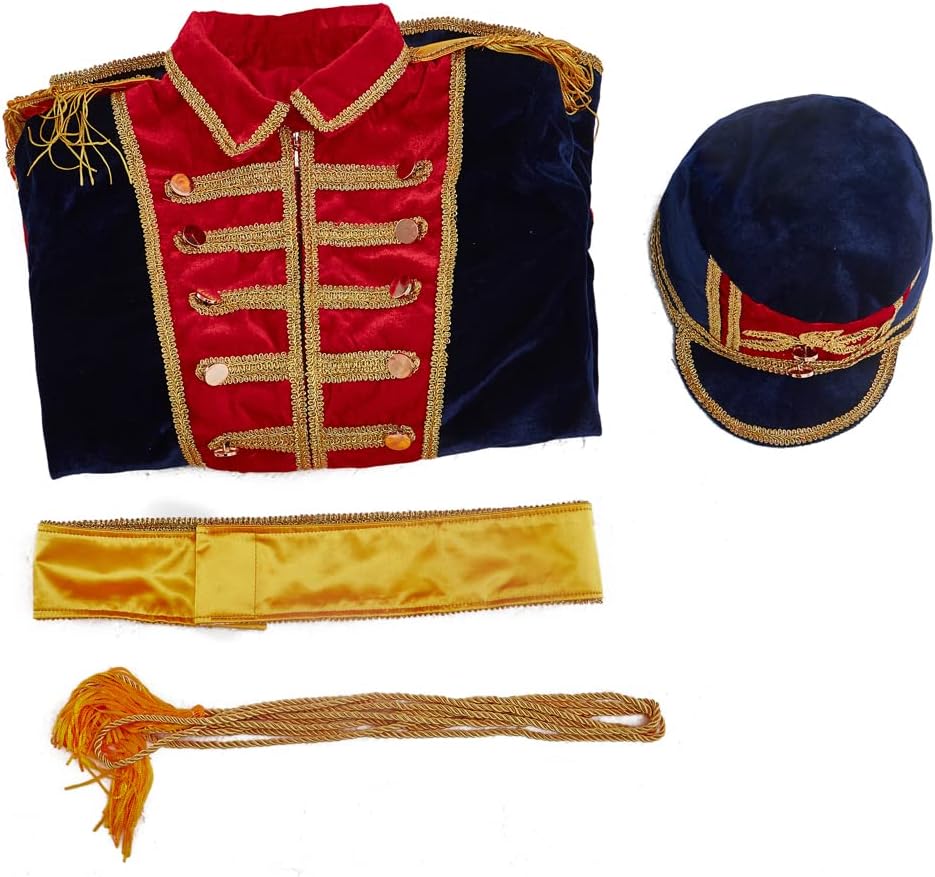 iSHOWcos Men Soldier Costume Top Jacket With Hat Medieval Military Officer Jacket Coat