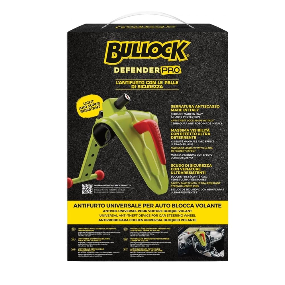 Bloccasterzo per auto Bullock Defender Pro blocca volante antifurto per manubrio auto COMPATIBILE CON CHEVROLET Scudo di Sicurezza in lega Rinforzata con serratura chiave
