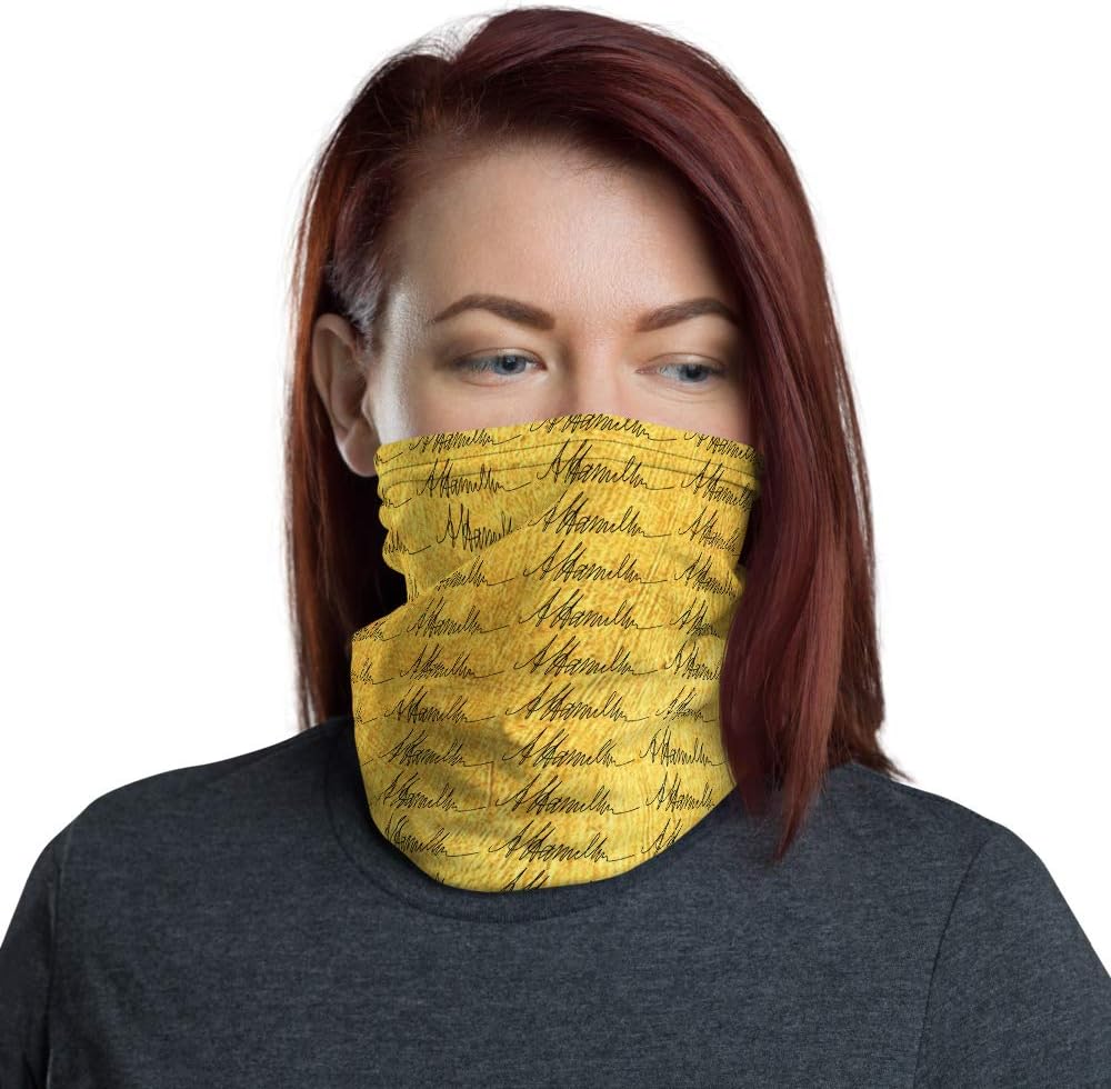 Neck Gaiter Alexander Hamilton Signature - Fabric Face Mask - Washable - Unisex Face Cover - Headband - Neck Warmer -Bandanna
