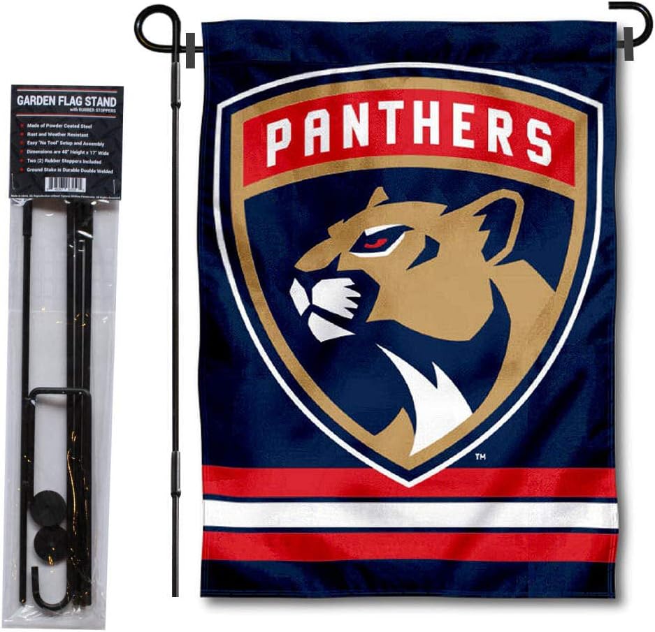 Florida Panthers Garden Flag with Pole Stand Holder