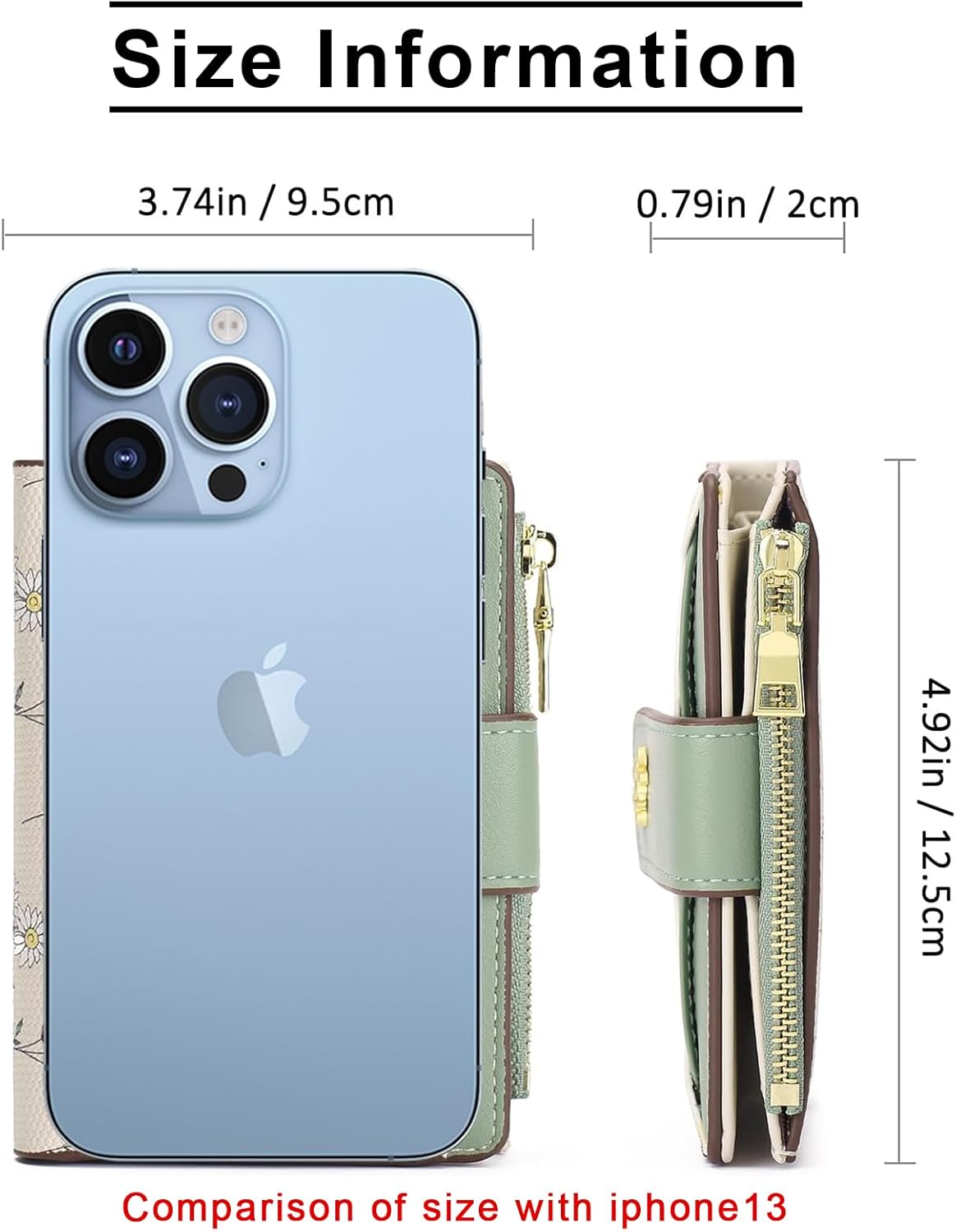 Small Wallets for Women Leather Bifold Zipper Pocket Wallet Cute Flower Credit Card Holder Coin Purse with ID Window - Image 2