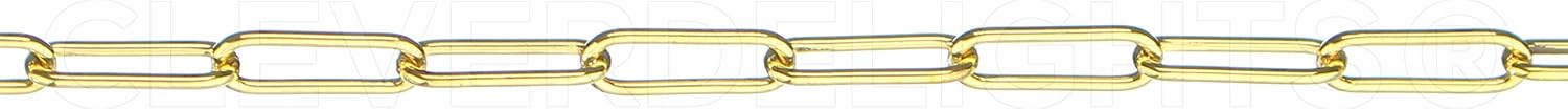 CleverDelights 15x5mm Paperclip Chain - Gold Color - 100 Feet