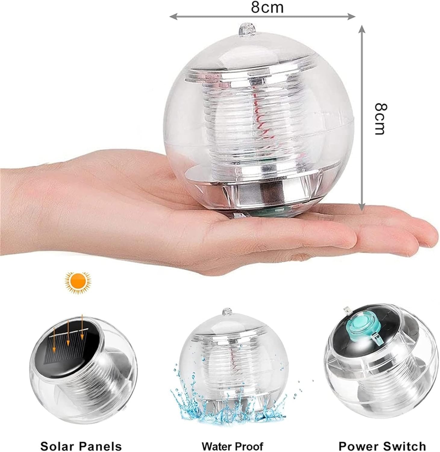 Solar Floating Pool Lights Ball Swimming Pool Lights with 7 Colors Changing LED Lights for Pool, Tub, Pond Decor(1 PCS)