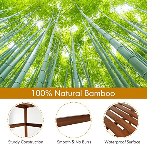 Giantex 6-Tier Bamboo Bookshelf, 63'' Tall Freesrtanding Storage Display Shelf With Adjustable Shelves, Easy Assembly Multipurpose Bookcase Shelf Rack For Living Room, Kitchen, Plants, Brown #TOP3