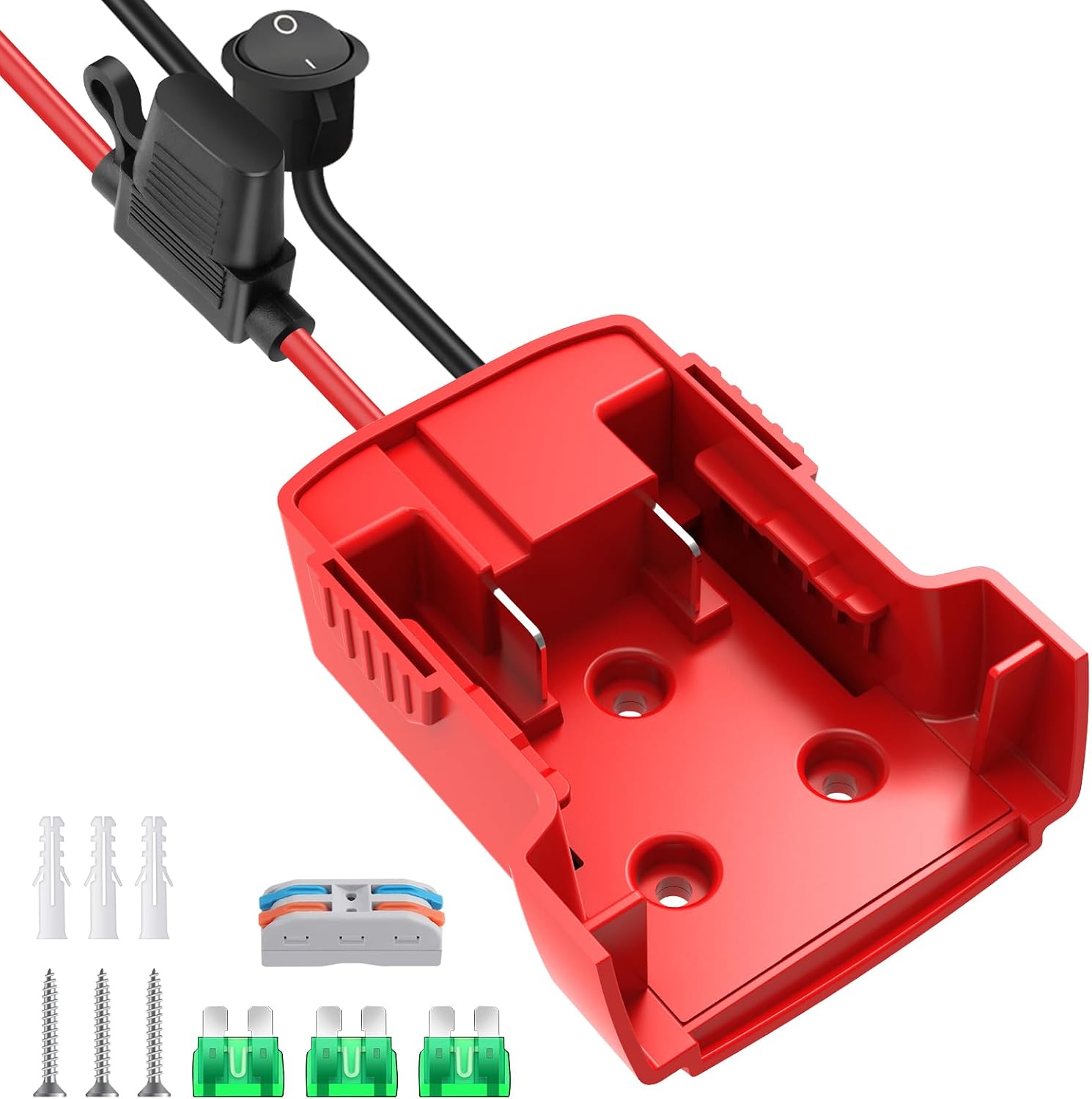 2 Packs 18V Adapter for Milwaukee M18 Battery Adapter for Power Wheel Battery Upgrade Conversion Kit with Switch, Fuse & Wire Terminals, 12AWG Wire, Power Tool Power Connector for DIY Rc Car Toys