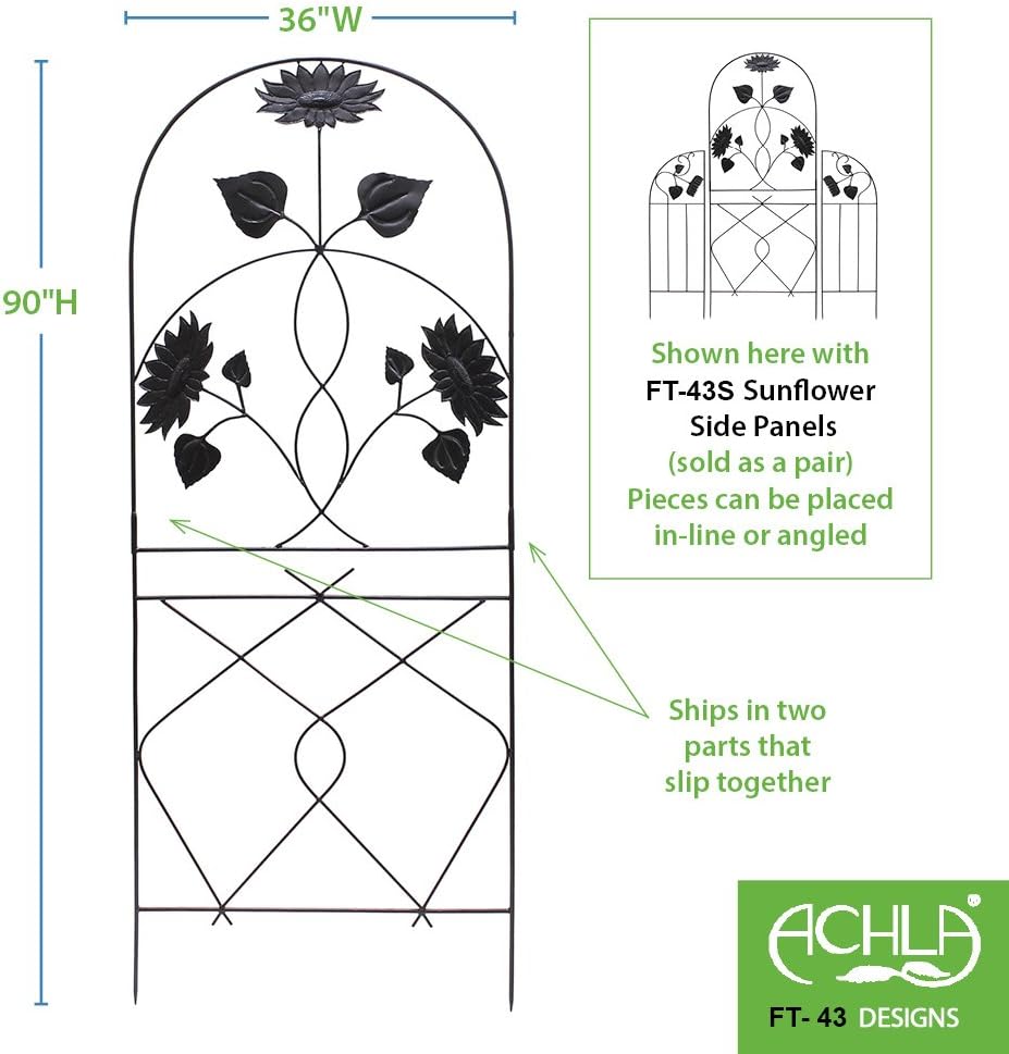 Achla Designs Sunflower Wrought Iron Garden Trellis
