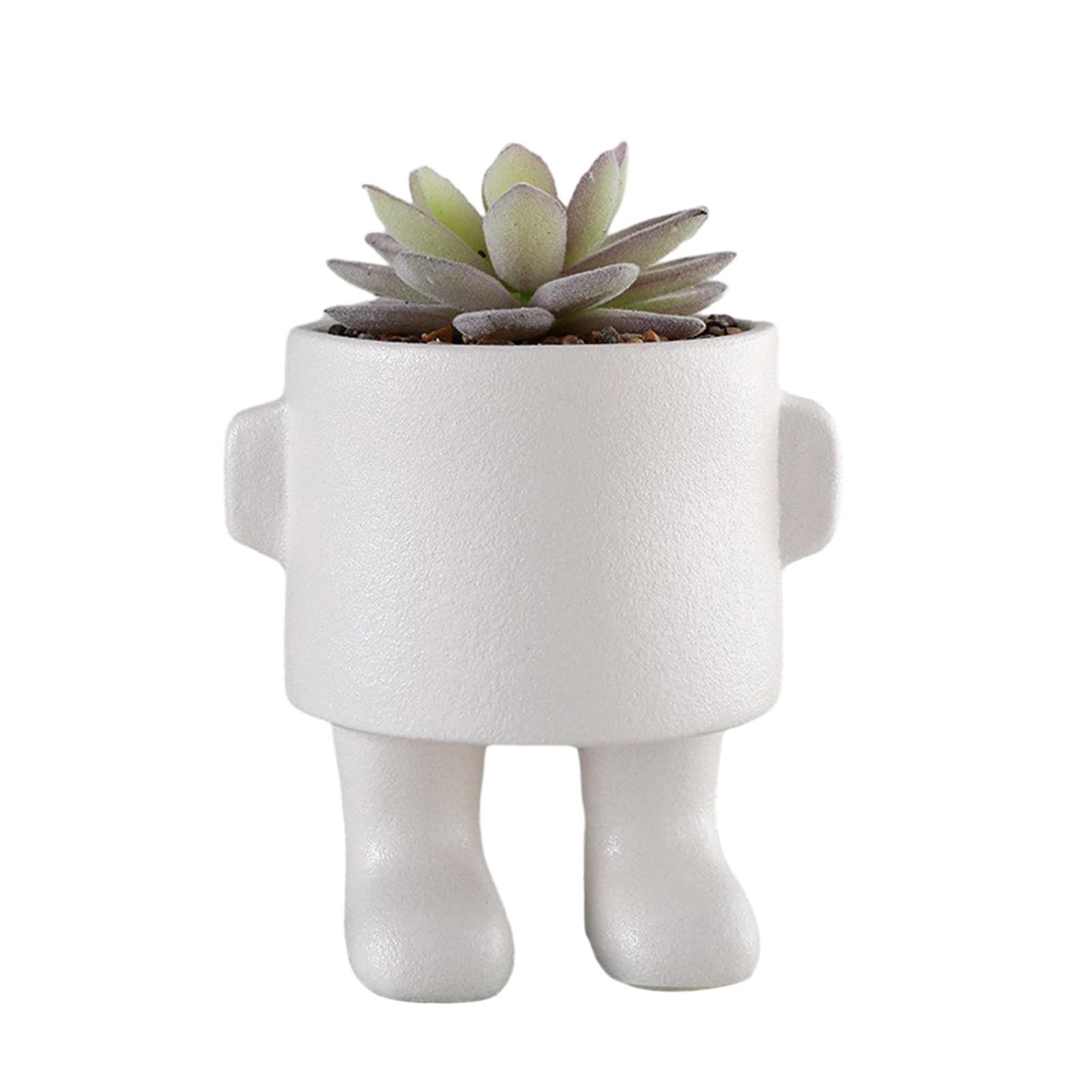MISNODE Fake Succulents Plants with Human Shaped Ceramic Pots, Cute Small Fake Plant, Artificial Fake Plant, Artificial Greenery Desk Plants for Office Home Table Shelves Decor(White C)