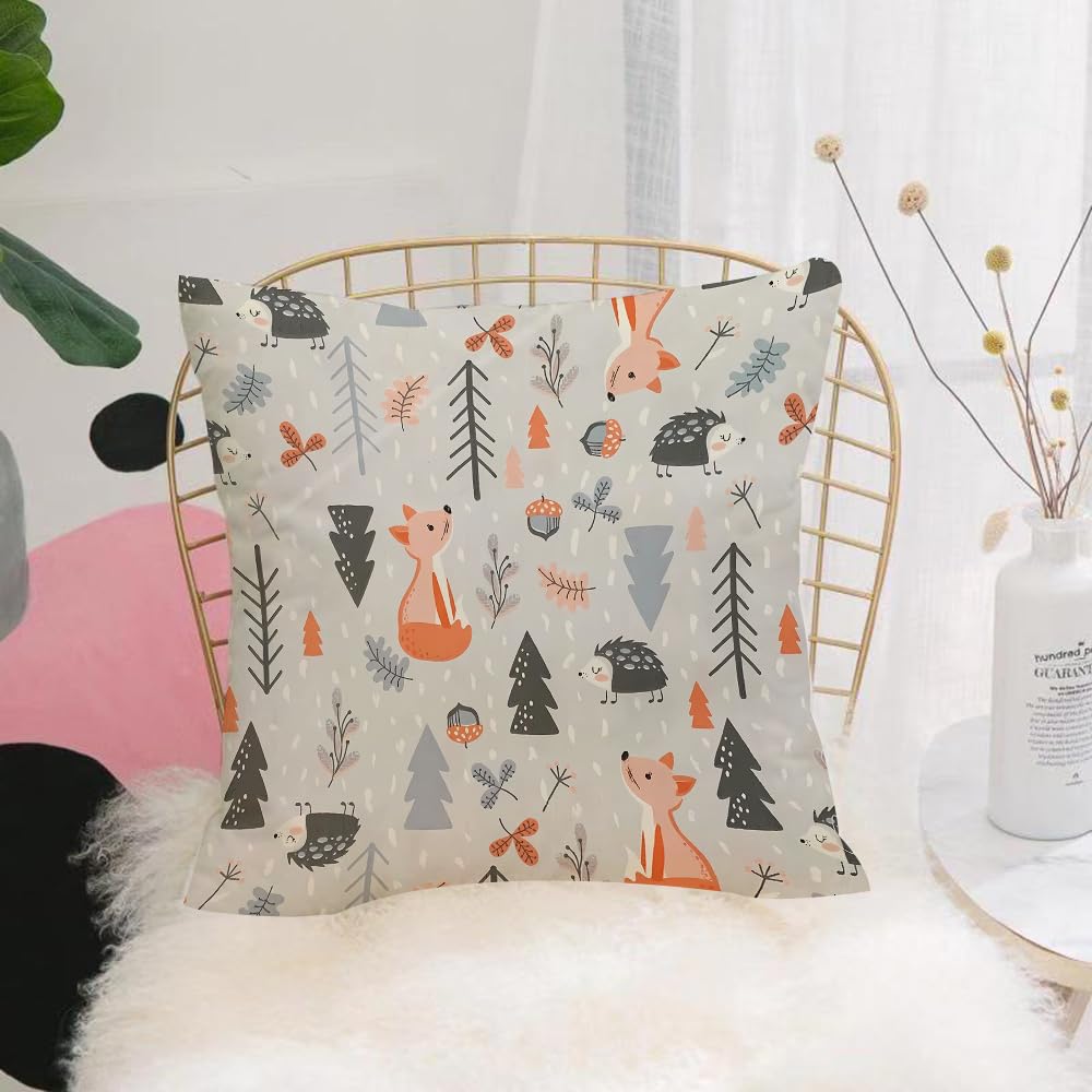 Hyosxw Seamless Background With Cute Forest Animals - A4 Cushion Cover,Throw Pillow Case Home Decorative For Living Room Bedroom Sofa Chair 18X18 Inch,Seamless Background With Cute Forest Animals Trees And Mushrooms On Dark Blue B,Pillowcase 45X45cm