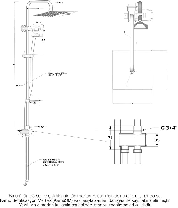 Fause Column Top Shower Set Robot Shower Sprinkler Slim Steel Heads KDS101