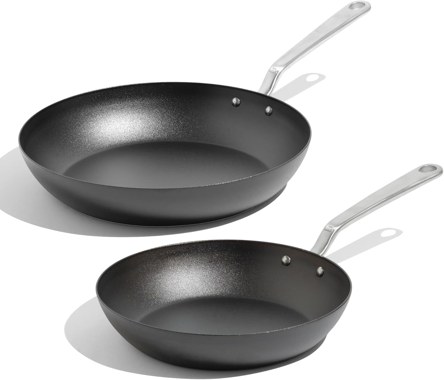 Made In 2-Piece Seasoned Blue Carbon Steel Frying Pan Set (10" & 12") - Like Cast Iron but Lighter, Induction Compatible, Crafted in Sweden