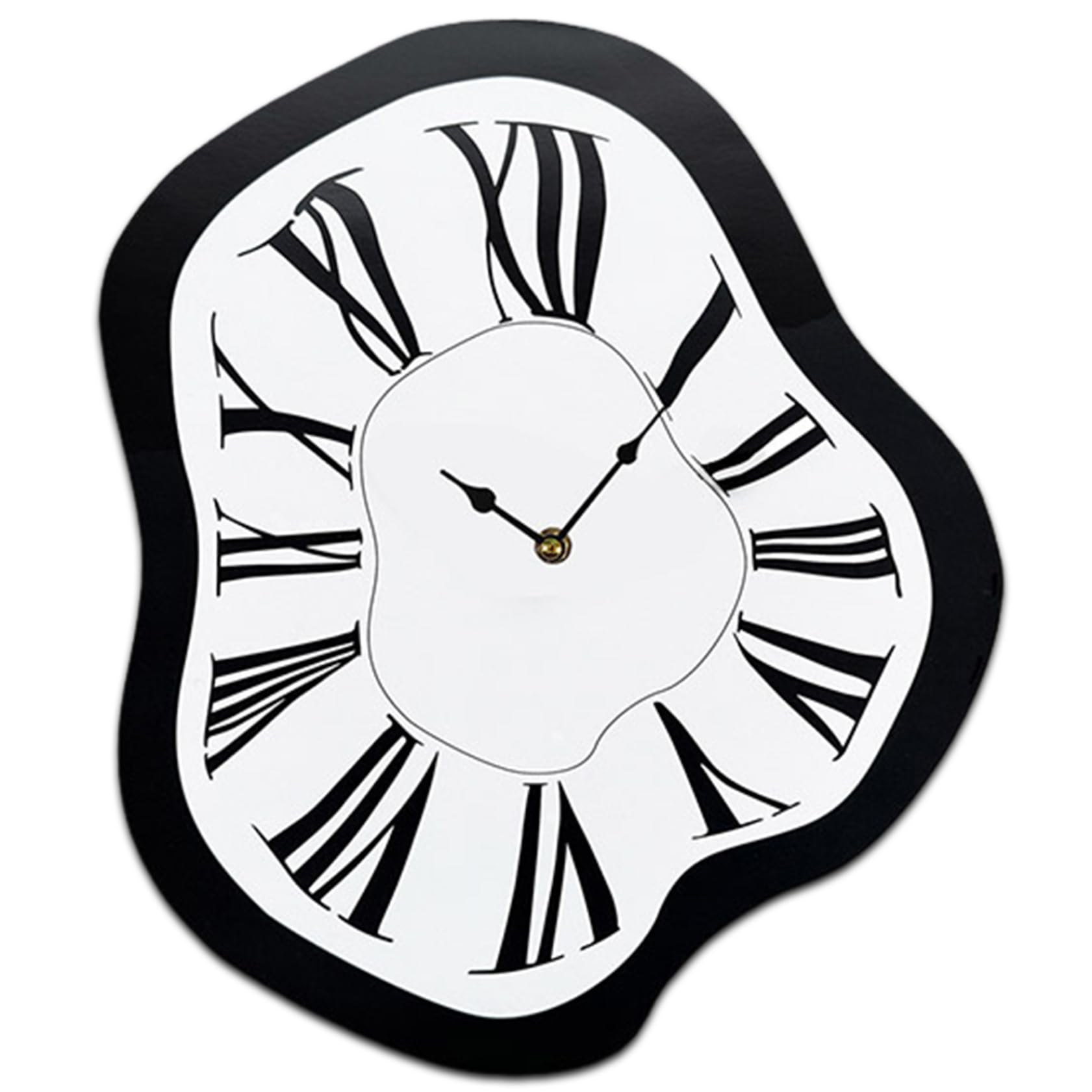 Uanqfegy Black And White Melting Wall Clock - Distorted Acrylic Silent Non Ticking, Decorative For Living Room Kitchen Office