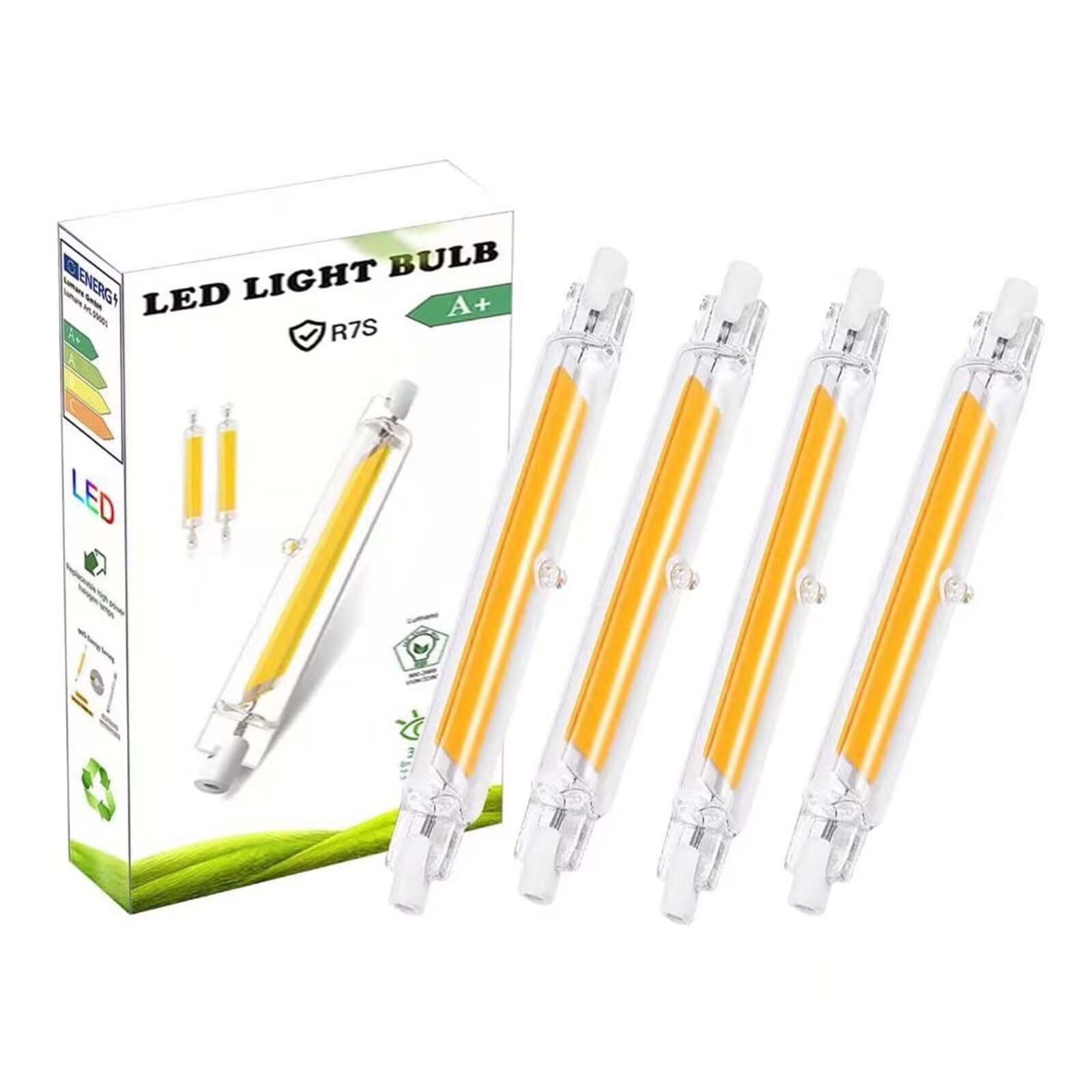 Dvnoua R7S LED 78mm Dimmbar Lampen, 10W LED R7S 78mm Ersatz für 100W Halogen Leuchtmittel, Kaltweiß 6000K, 1000LM, Kein Flackern, 360°Abstrahlwinkel, für Flur/Deckenlampe/Stehlampe, 4 Stück