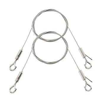 HOME MASTER HARDWARE Adjustable Picture Hanging Wire,2 Pcs Mirror Frame Kit 2m x1.5mm Heavy Duty Stainless Steel Rope for Hanging Pictures,Mirrors,Light Lamp,Hold Up to 44lbs